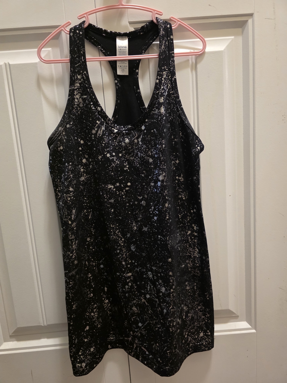 Ivivva Black Shiny Splatter-Print Racerback Tank